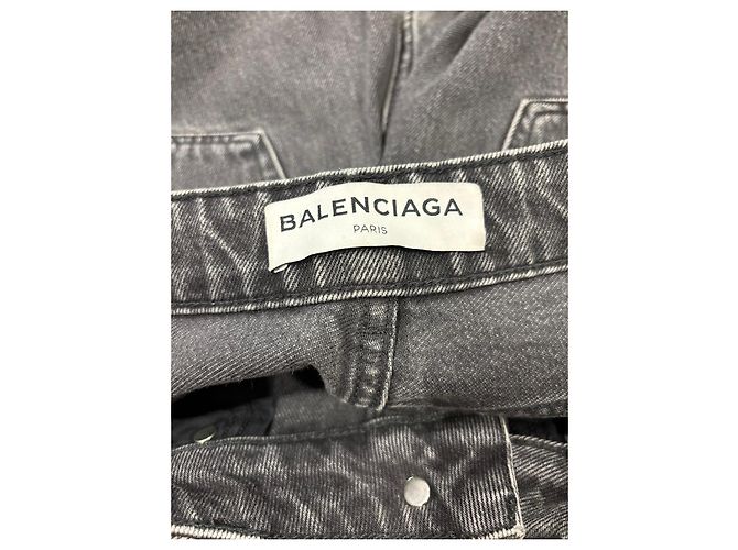 Balenciaga Jeans dritti in denim grigio - vista 3