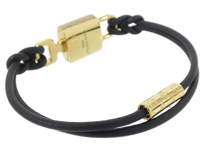 Pulseira com pingente de cadeado Louis Vuitton Preto Dourado - vista 2