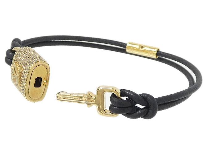 Pulseira com pingente de cadeado Louis Vuitton Preto Dourado - vista 3