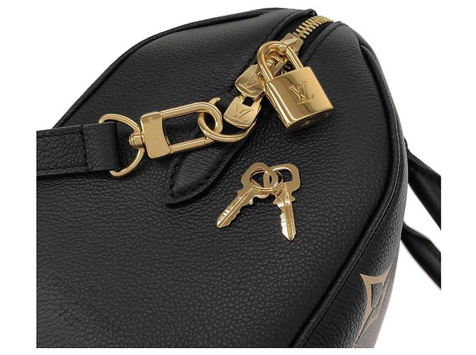 Speedy Sac Boston Louis Vuitton Bicolor Monogram Empreinte Noir Beige - vue 3