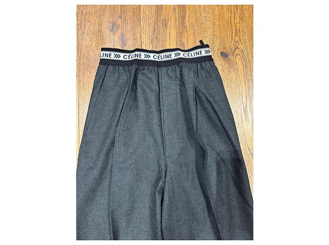 Céline Celine Wide Leg Wool Blend Pants Grey - view 2