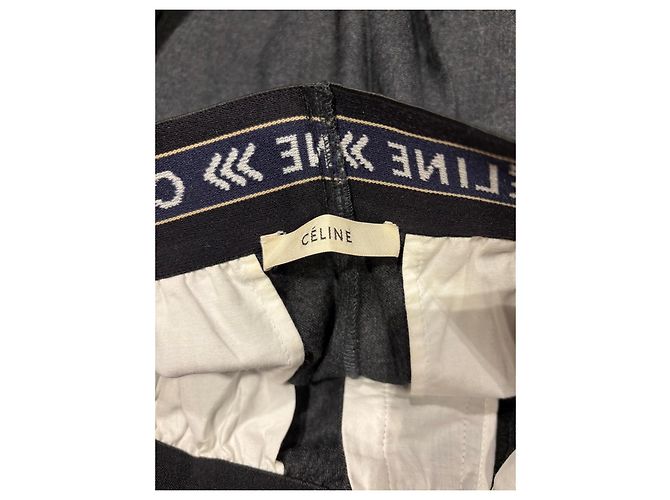 Céline Celine Wide Leg Wool Blend Pants Grey - view 3