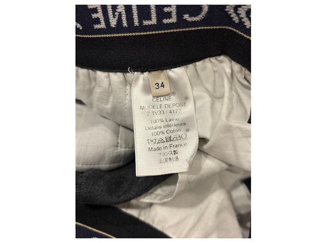 Céline Celine Wide Leg Wool Blend Pants Grey - view 5