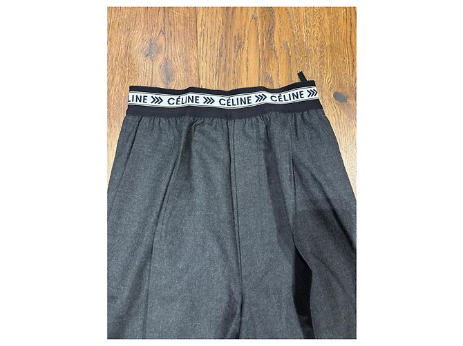Céline Celine Wide Leg Wool Blend Pants Grey - view 6