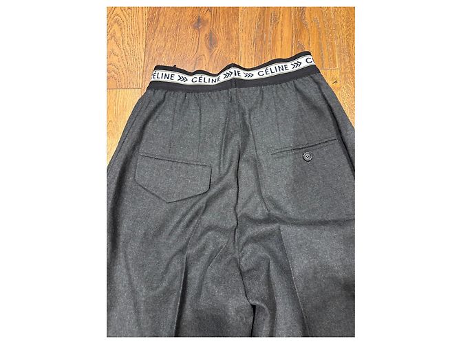 Céline Celine Wide Leg Wool Blend Pants Grey - view 8