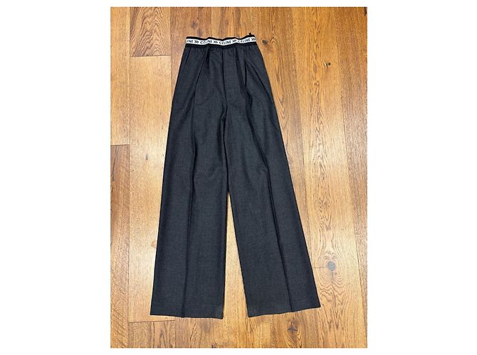 Céline Celine Wide Leg Wool Blend Pants Grey - view 9