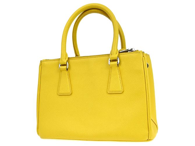 Prada Galleria Double Zip Saffiano Leather Small Yellow - view 2