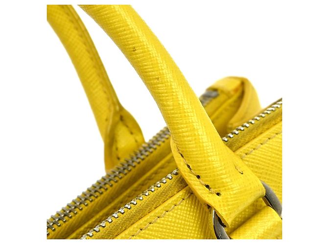 Prada Galleria Double Zip Saffiano Leather Small Yellow - view 6
