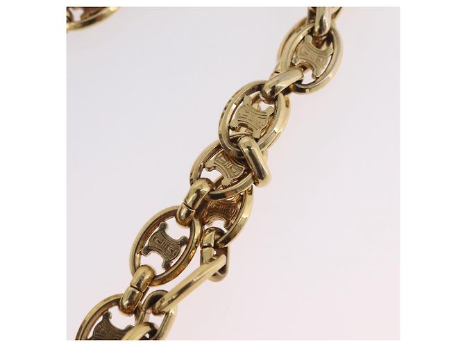 Céline Saco Chain Tote CELINE em couro bege dourado Auth 202538A - vista 10