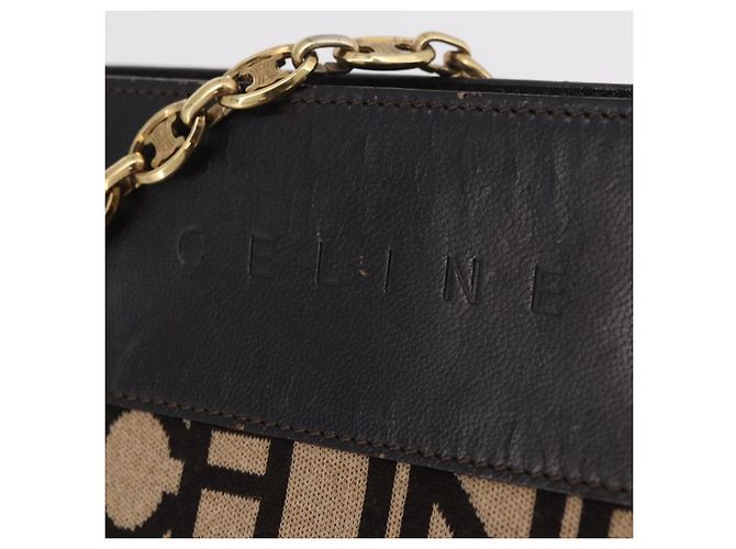Céline Saco Chain Tote CELINE em couro bege dourado Auth 202538A - vista 18