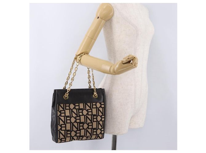 Céline Saco Chain Tote CELINE em couro bege dourado Auth 202538A - vista 24
