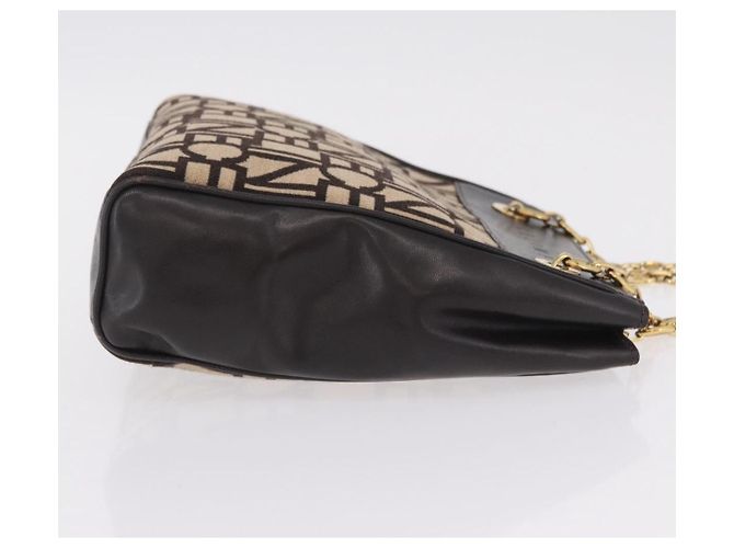 Céline Saco Chain Tote CELINE em couro bege dourado Auth 202538A - vista 3