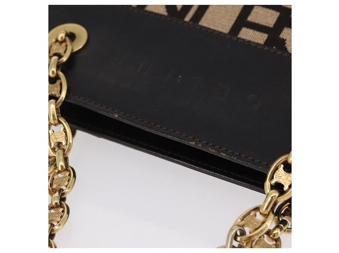 Céline Saco Chain Tote CELINE em couro bege dourado Auth 202538A - vista 7