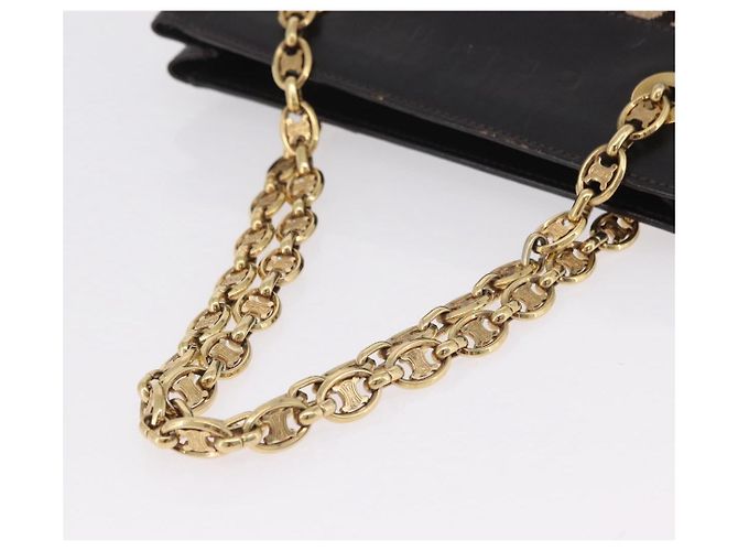 Céline Saco Chain Tote CELINE em couro bege dourado Auth 202538A - vista 8