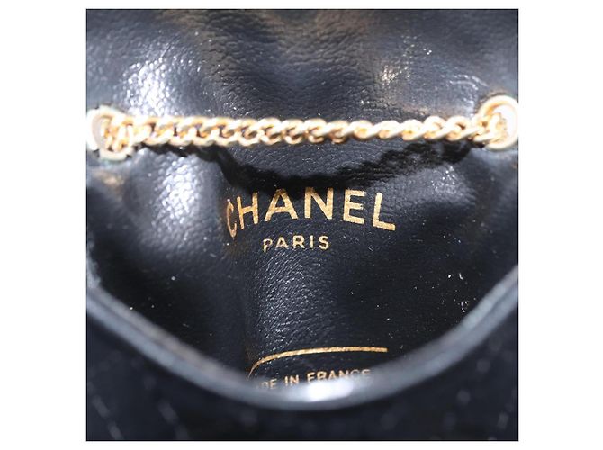 CHANEL Matelasse Chain Shoulder Pouch Satin Black Gold CC Auth 206434A Negro Dorado - vista 10