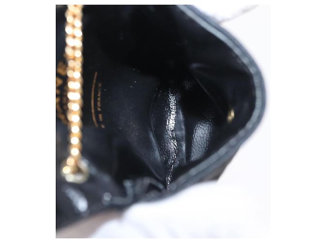CHANEL Matelasse Chain Shoulder Pouch Satin Black Gold CC Auth 206434A Negro Dorado - vista 11