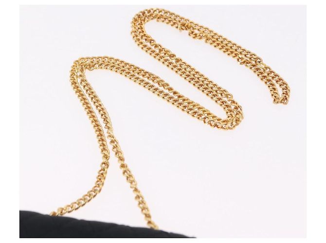 CHANEL Matelasse Chain Shoulder Pouch Satin Black Gold CC Auth 206434A Negro Dorado - vista 14