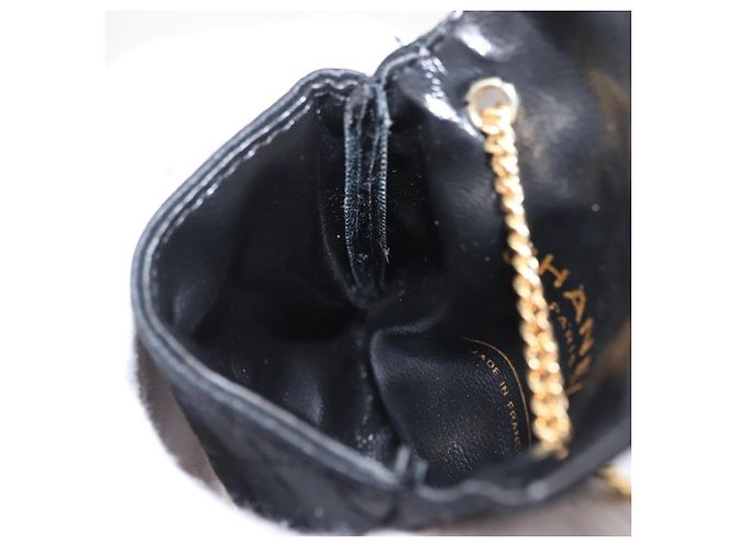 CHANEL Matelasse Chain Shoulder Pouch Satin Black Gold CC Auth 206434A Negro Dorado - vista 20