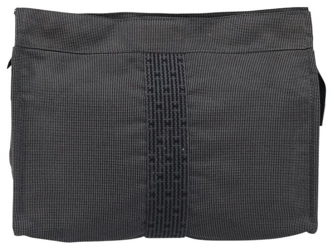 Hermès HERMES Her Line Clutch Bag Canvas Gray Auth 205344A Braun - Ansicht 2