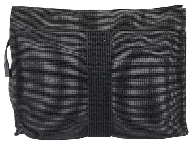 Hermès HERMES Her Line Clutch Bag Canvas Gray Auth 205344A Braun - Ansicht 3