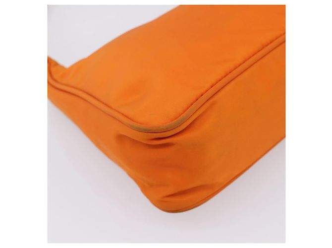 Bolsa de Mão PRADA Nylon Laranja Prata Auth 205395A - vista 14