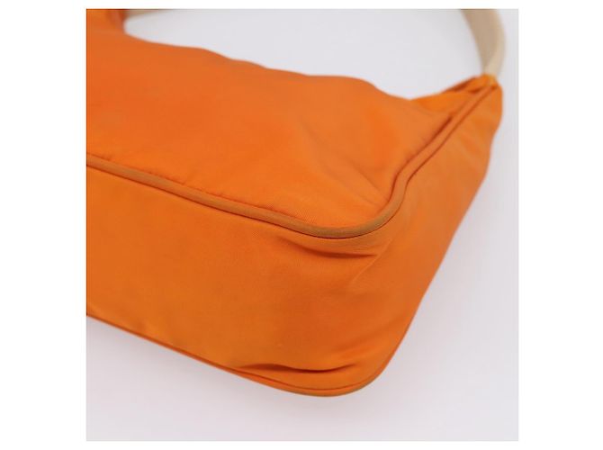 Bolsa de Mão PRADA Nylon Laranja Prata Auth 205395A - vista 15