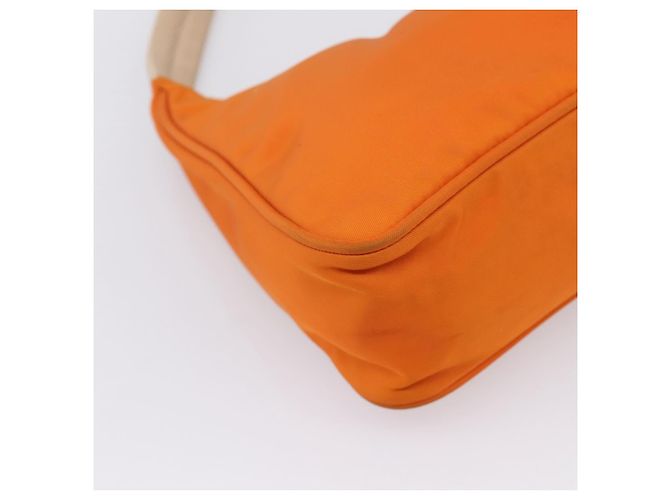 Bolsa de Mão PRADA Nylon Laranja Prata Auth 205395A - vista 16
