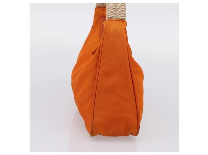 Bolsa de Mão PRADA Nylon Laranja Prata Auth 205395A - vista 3