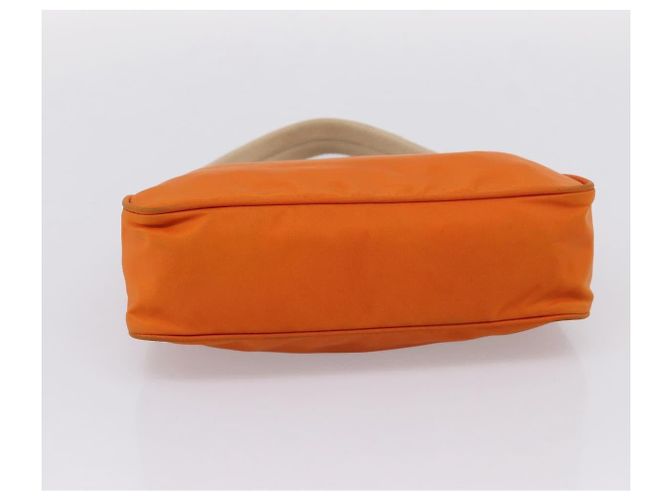 Bolsa de Mão PRADA Nylon Laranja Prata Auth 205395A - vista 5