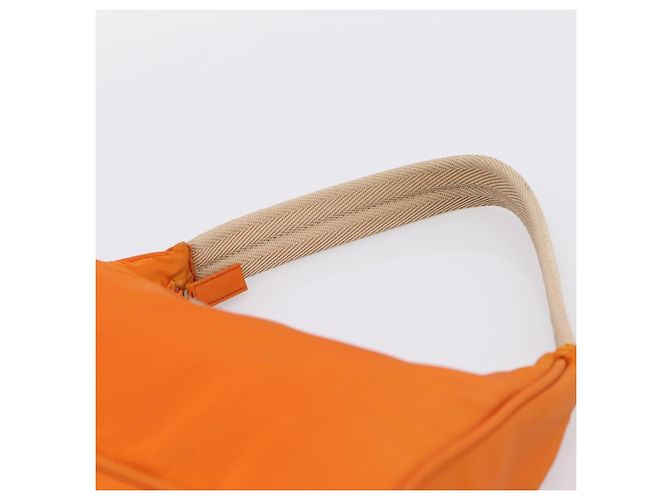 Bolsa de Mão PRADA Nylon Laranja Prata Auth 205395A - vista 8