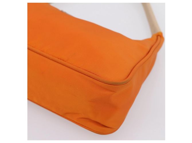 Bolsa de Mão PRADA Nylon Laranja Prata Auth 205395A - vista 9