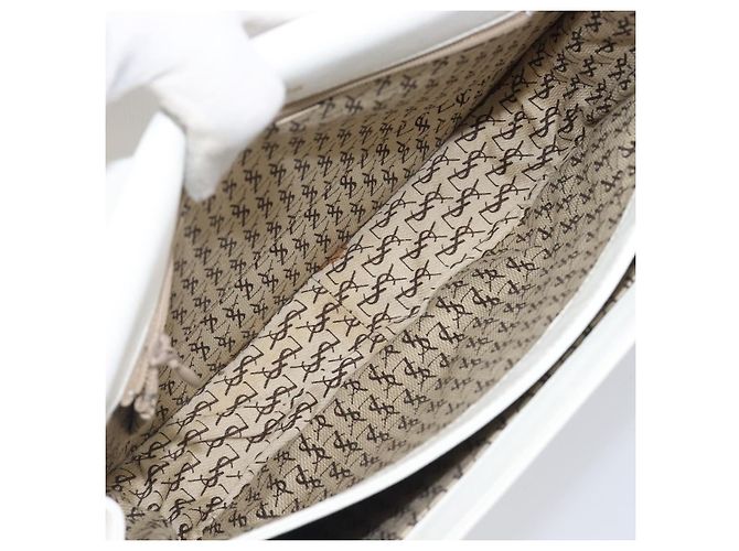 Autre Marque Borsa a tracolla Saint Laurent in pelle bianca e oro Auth hk4148A Bianco D'oro - vista 12