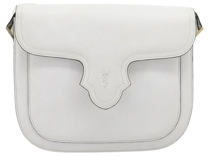 Autre Marque Borsa a tracolla Saint Laurent in pelle bianca e oro Auth hk4148A Bianco D'oro - vista 13