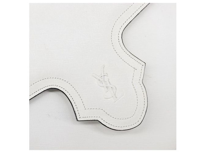 Autre Marque Borsa a tracolla Saint Laurent in pelle bianca e oro Auth hk4148A Bianco D'oro - vista 19