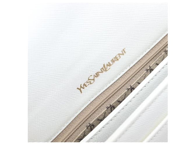 Autre Marque Borsa a tracolla Saint Laurent in pelle bianca e oro Auth hk4148A Bianco D'oro - vista 22