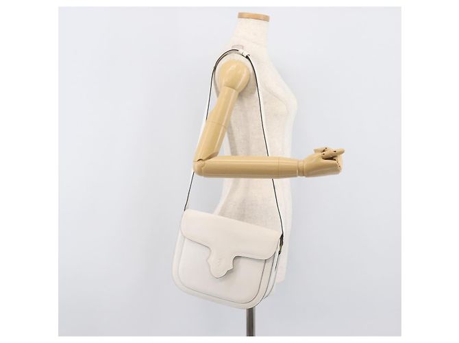 Autre Marque Borsa a tracolla Saint Laurent in pelle bianca e oro Auth hk4148A Bianco D'oro - vista 29