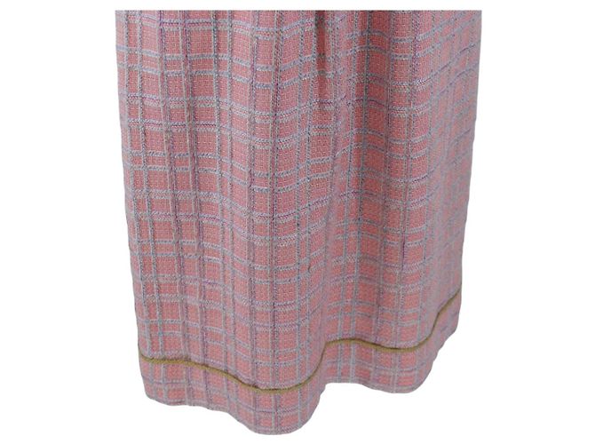 Vestido sin mangas CHANEL de Tweed 36 Rosa Oro CC Auth am12696M Dorado - vista 14