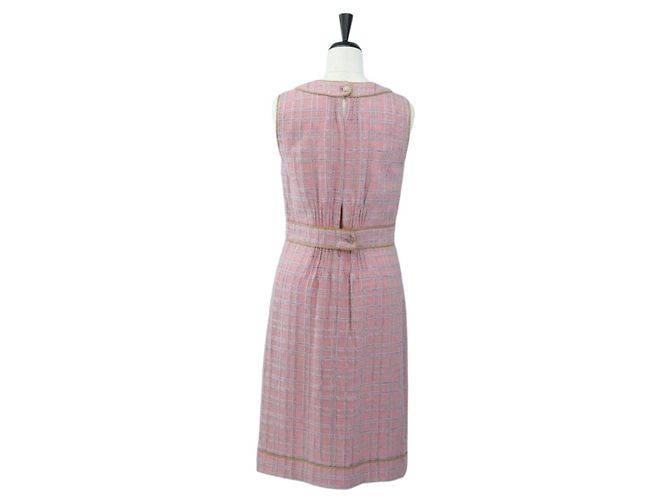 Vestido sin mangas CHANEL de Tweed 36 Rosa Oro CC Auth am12696M Dorado - vista 2