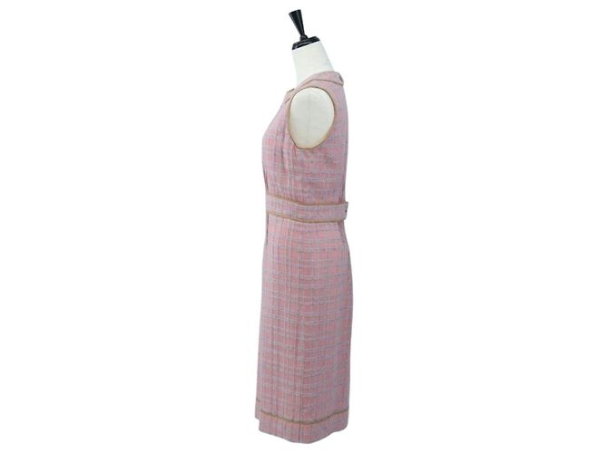 Vestido sin mangas CHANEL de Tweed 36 Rosa Oro CC Auth am12696M Dorado - vista 3