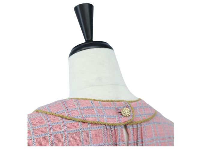 Vestido sin mangas CHANEL de Tweed 36 Rosa Oro CC Auth am12696M Dorado - vista 5