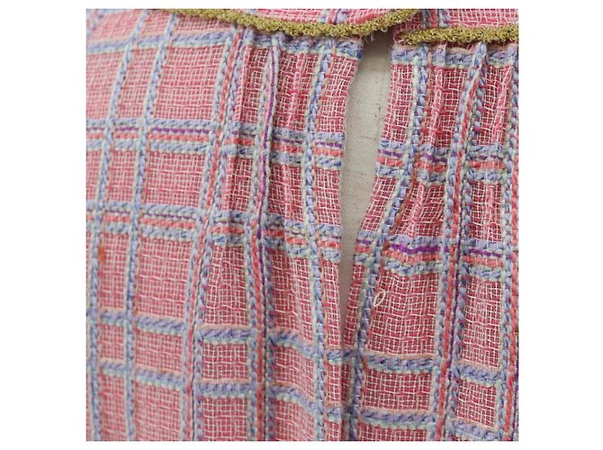 Vestido sin mangas CHANEL de Tweed 36 Rosa Oro CC Auth am12696M Dorado - vista 7