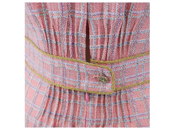 Vestido sin mangas CHANEL de Tweed 36 Rosa Oro CC Auth am12696M Dorado - vista 8