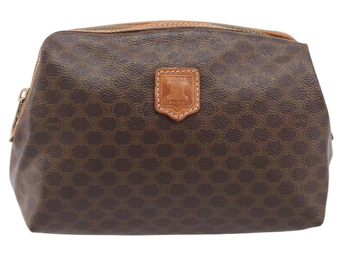 Céline CELINE Macadam Canvas Pouch PVC Leder Braun Gold Auth 207448 Golden - Ansicht 13