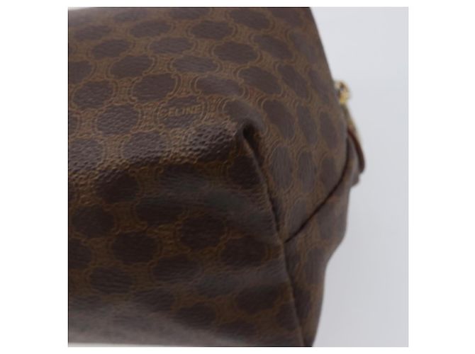 Céline CELINE Macadam Canvas Pouch PVC Leder Braun Gold Auth 207448 Golden - Ansicht 15