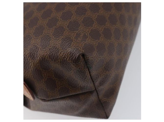 Céline CELINE Macadam Canvas Pouch PVC Leder Braun Gold Auth 207448 Golden - Ansicht 16
