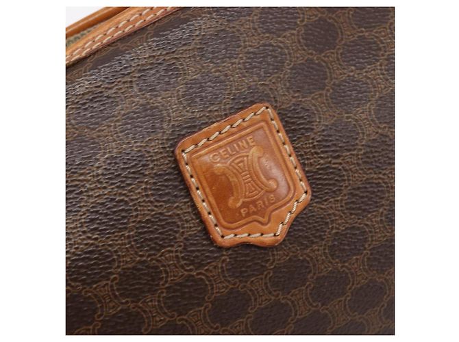 Céline CELINE Macadam Canvas Pouch PVC Leder Braun Gold Auth 207448 Golden - Ansicht 17