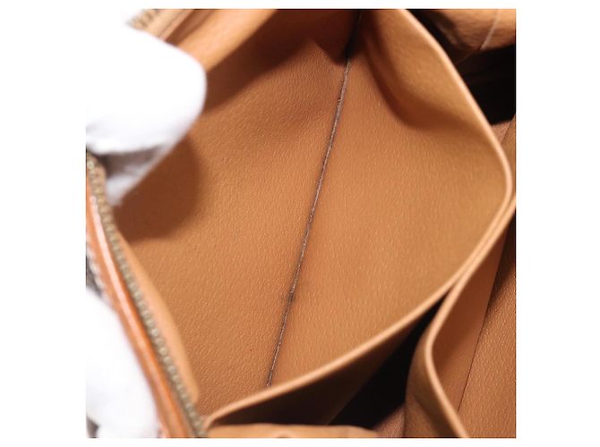 Céline CELINE Macadam Canvas Pouch PVC Leder Braun Gold Auth 207448 Golden - Ansicht 22