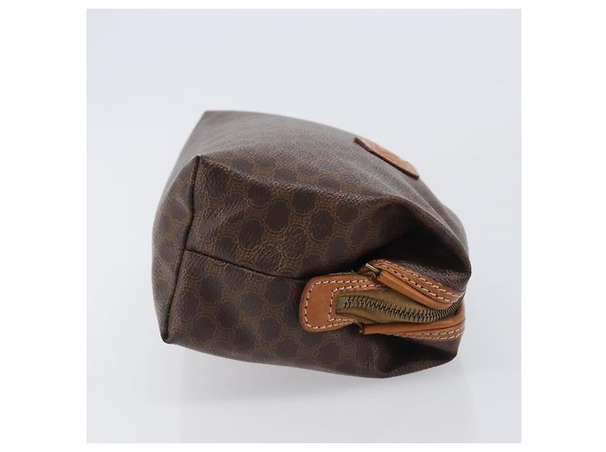 Céline CELINE Macadam Canvas Pouch PVC Leder Braun Gold Auth 207448 Golden - Ansicht 3