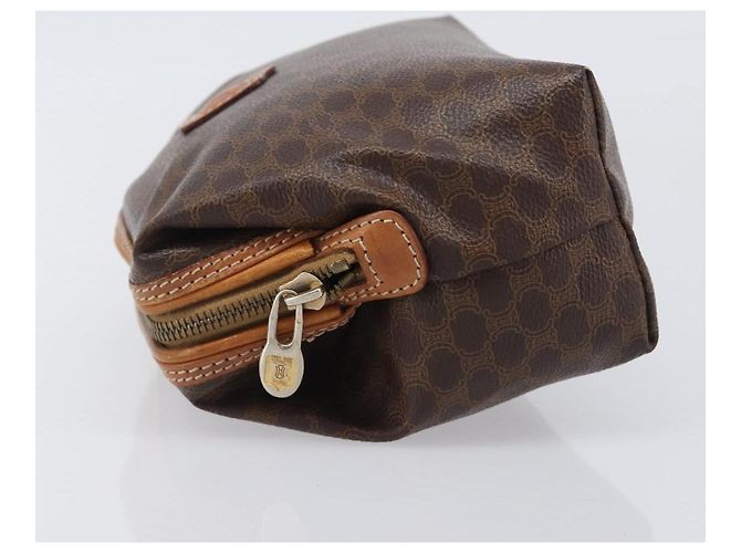 Céline CELINE Macadam Canvas Pouch PVC Leder Braun Gold Auth 207448 Golden - Ansicht 4