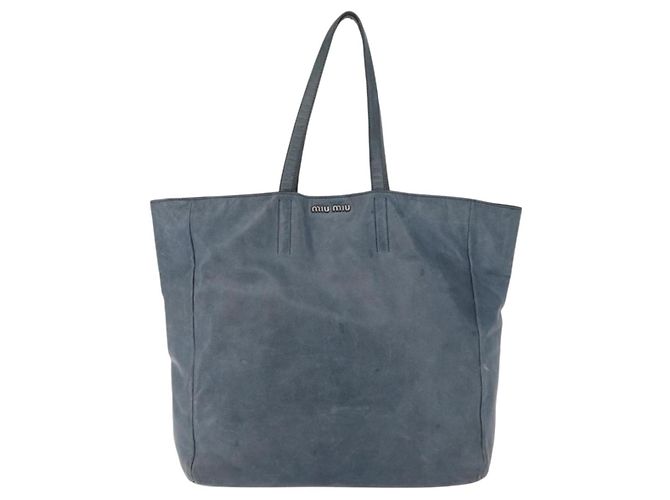 Borsa Tote Miu Miu Pelle Navy Silver Auth 205818 Argento Blu navy - vista 13
